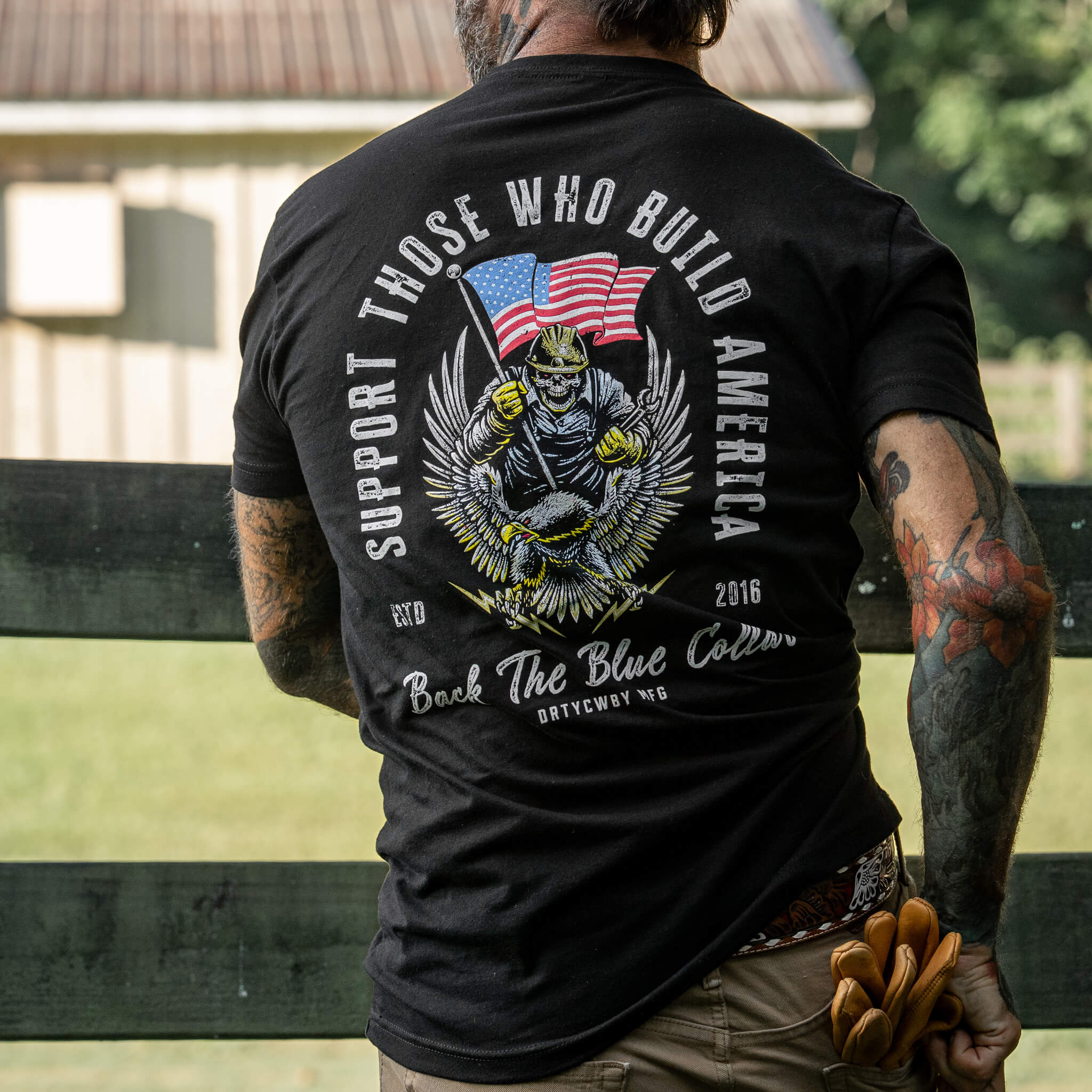 Back The Blue Collar Men's T-Shirt - Image 3
