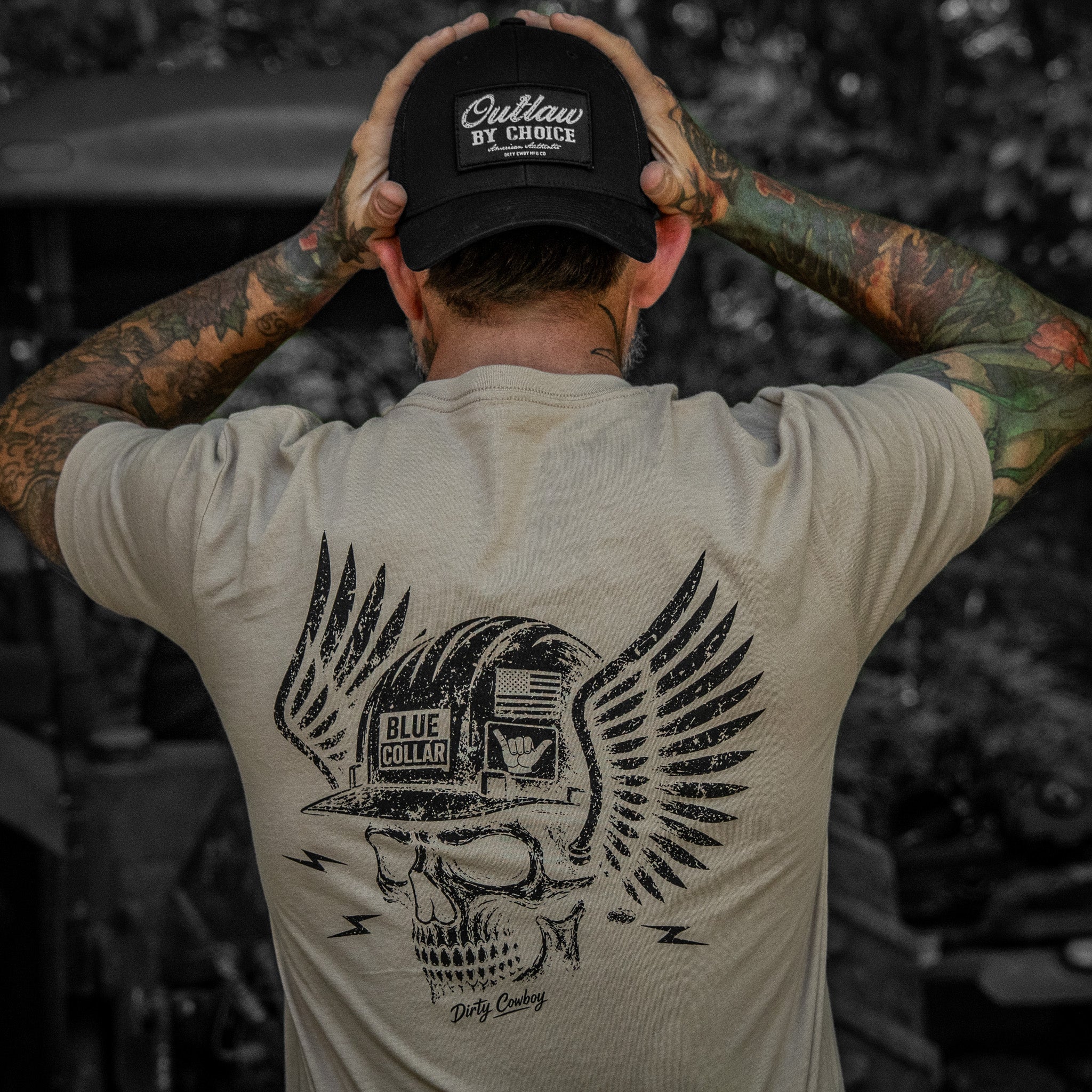 Blue Collar Skull Men's T-Shirt - Image 5