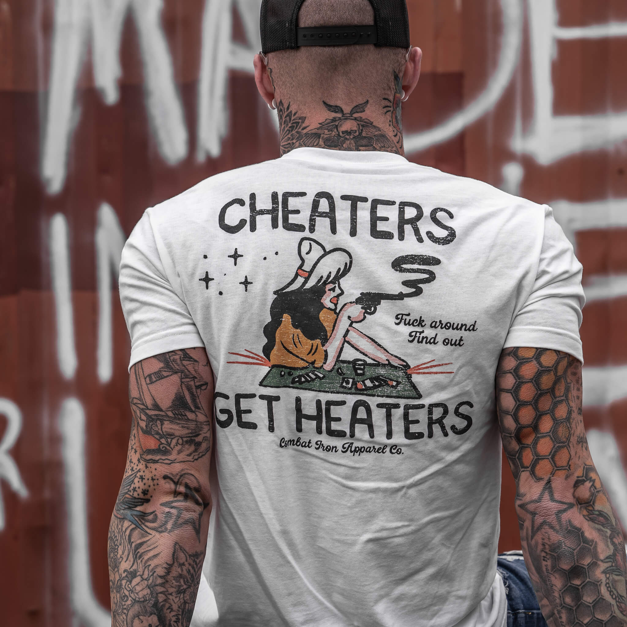 Cheaters Get Heaters Cowboy Edition Men's T-Shirt - Image 9