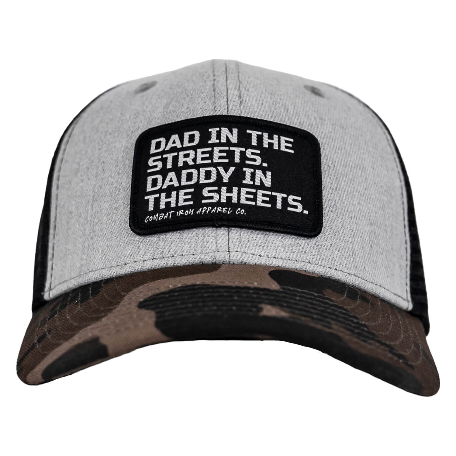 Dad In The Streets. Daddy In The Sheets. Black Patch Snapback Hat - Image 3