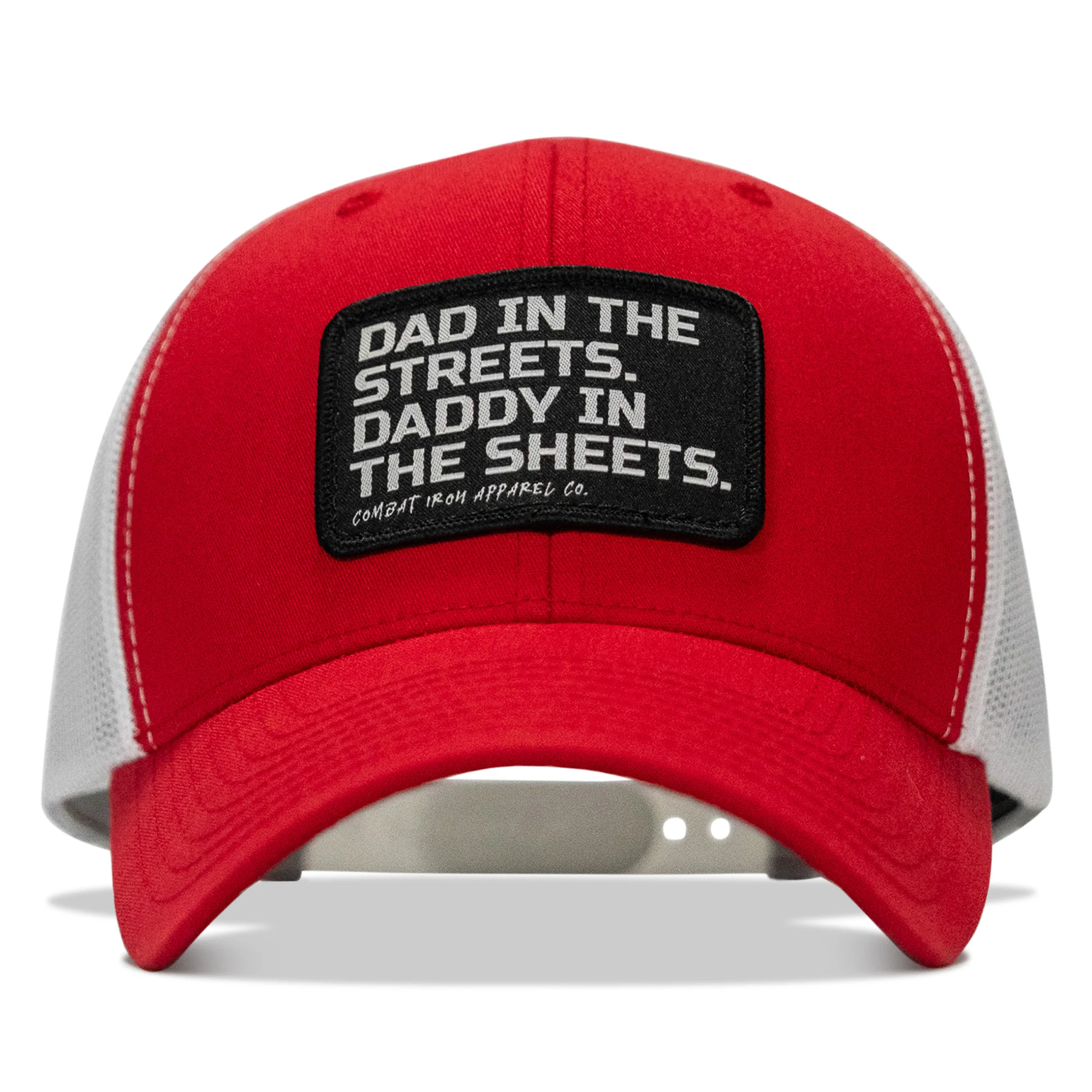 Dad In The Streets. Daddy In The Sheets. Black Patch Snapback Hat - Image 48