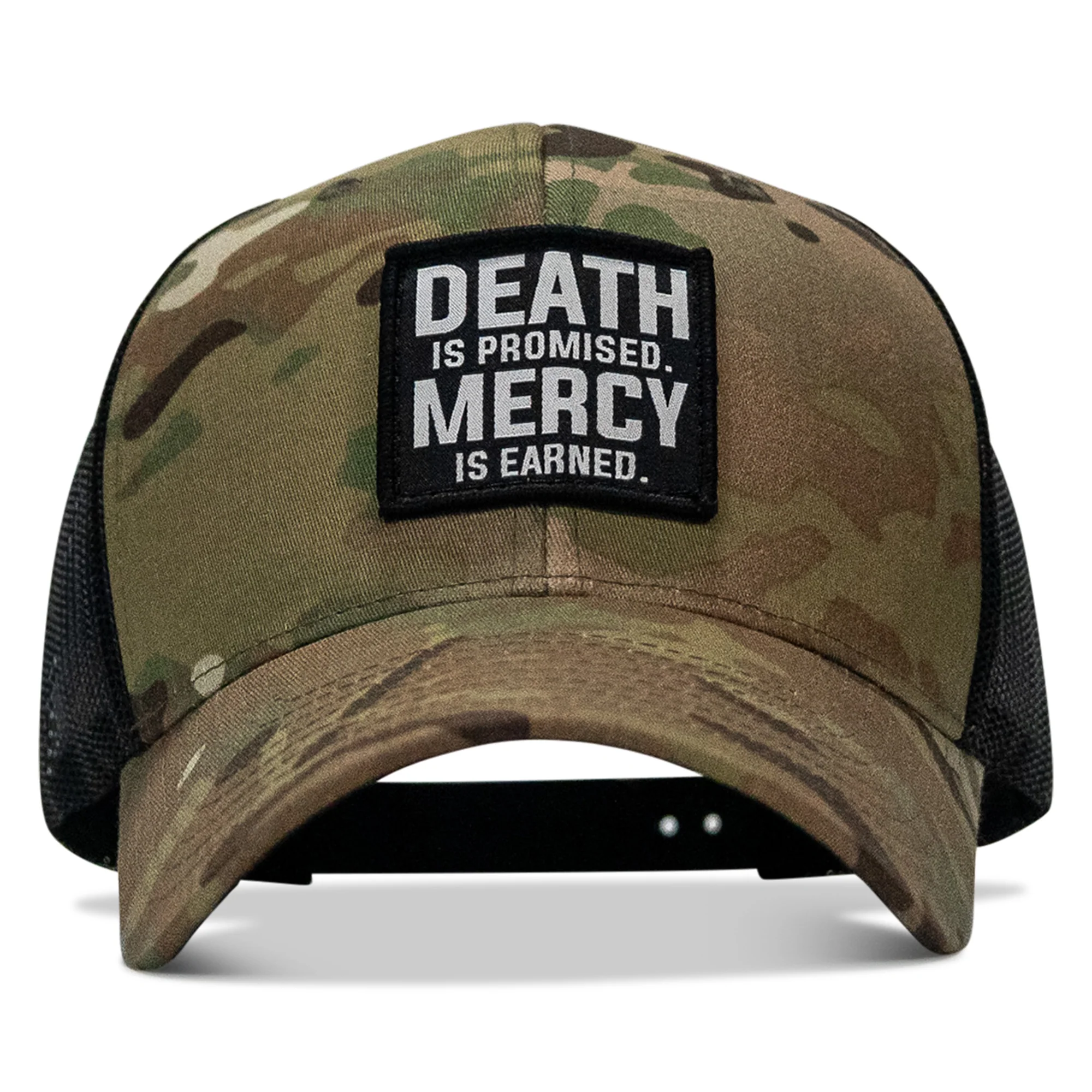 Death Is Promised. Mercy Is Earned Patch Snapback Hat - Image 28