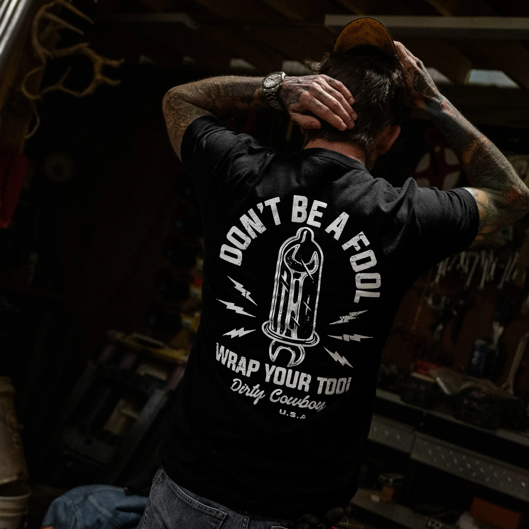 Don't Be a Fool. Wrap Your Tool Men's T-Shirt - Image 6