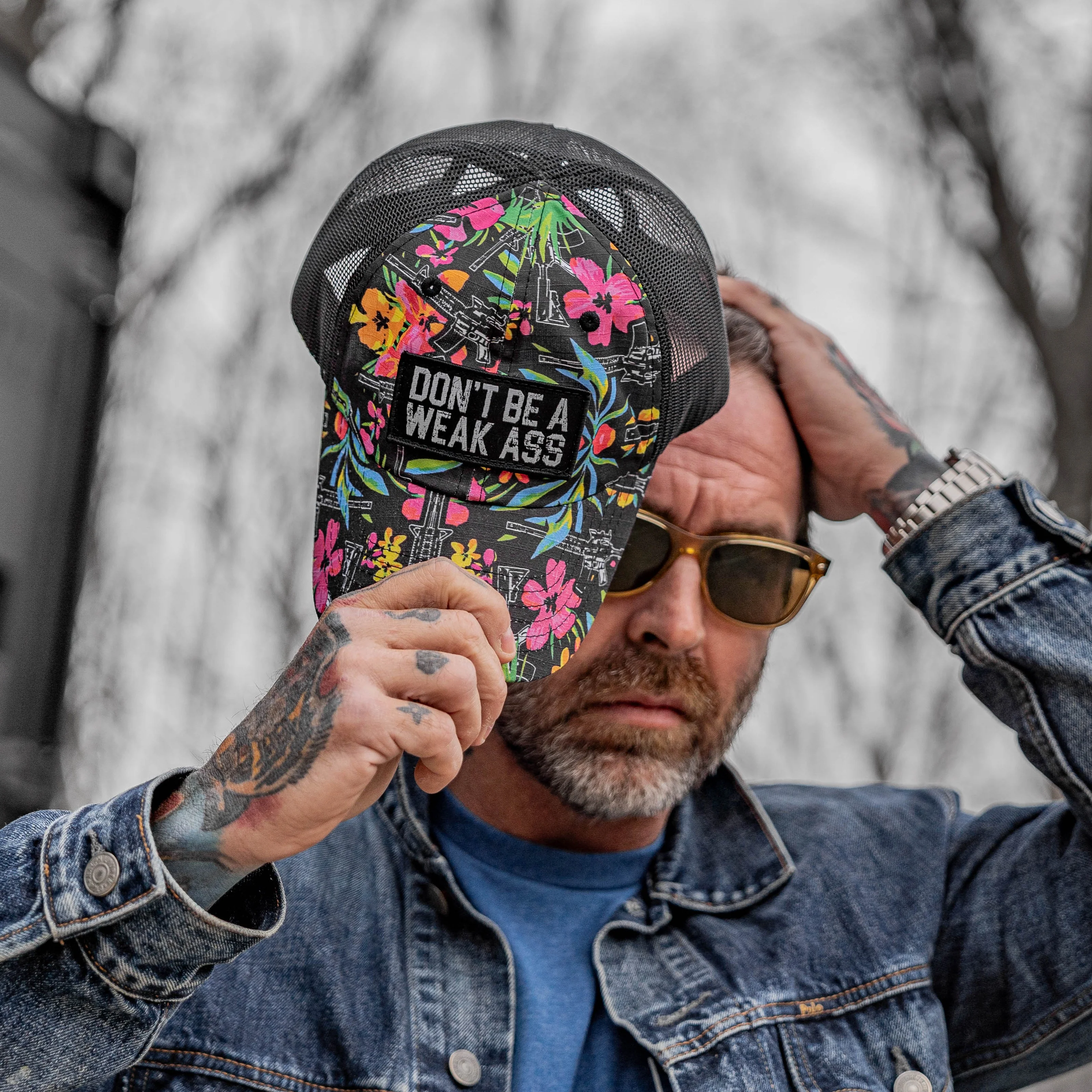 Don't Be A Weak Ass Patch Tactical Ripstop Mesh Snapback Hat - Image 9