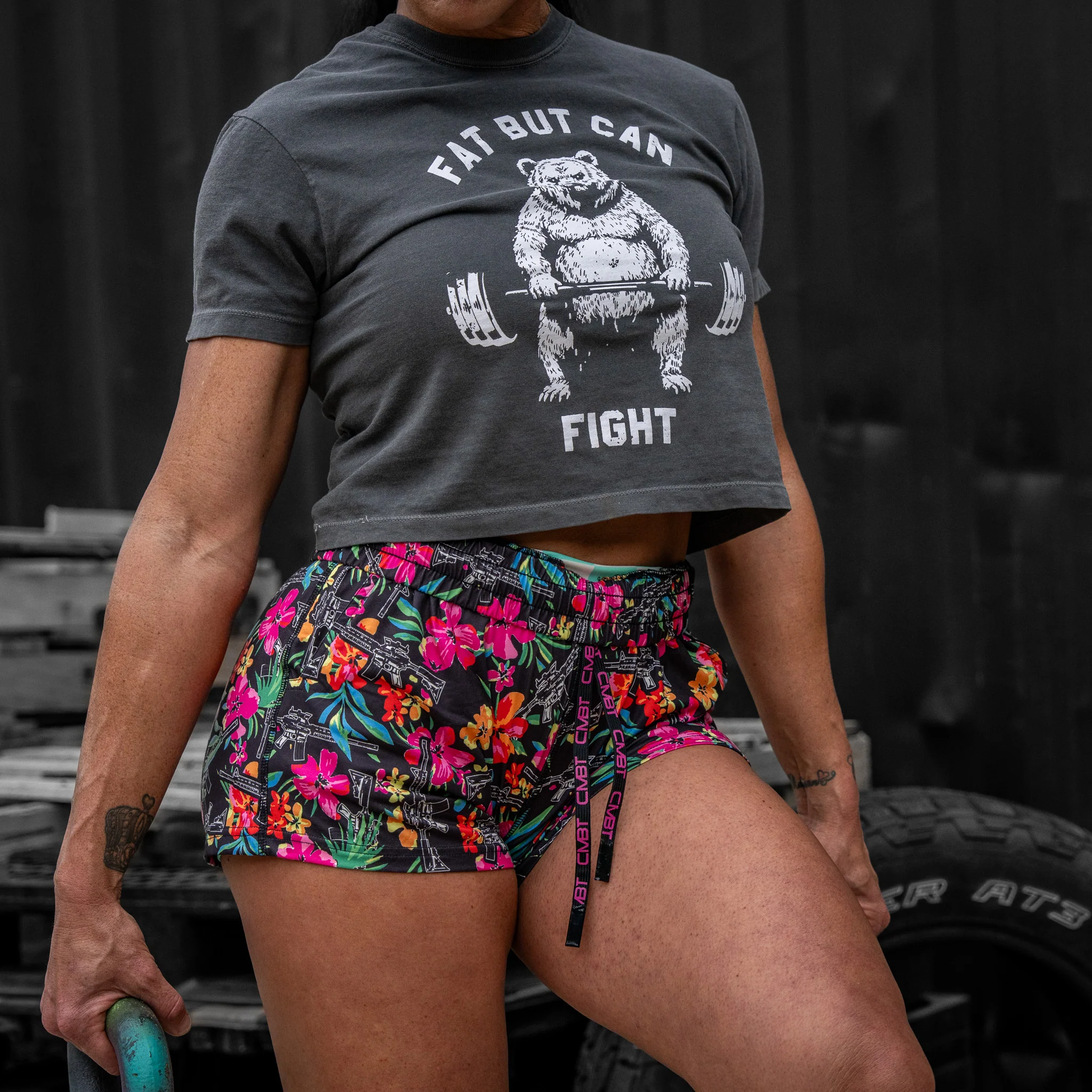 Fat But Can Fight Women's Crop Heavyweight Tee - Image 20