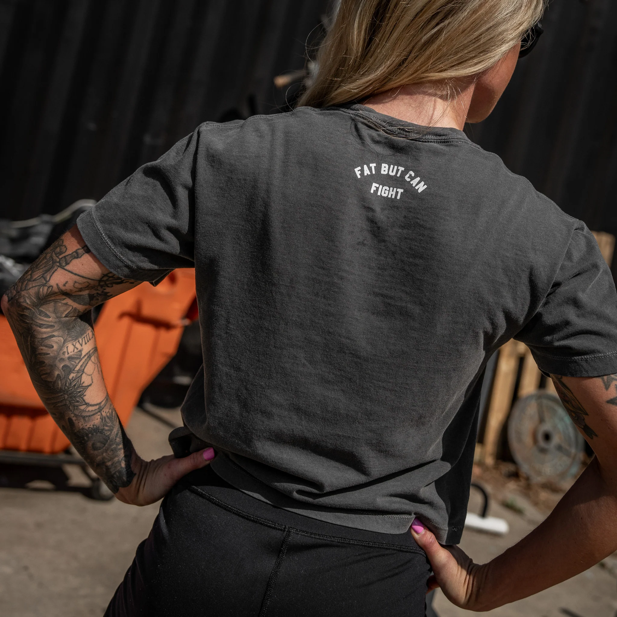 Fat But Can Fight Women's Crop Heavyweight Tee - Image 22