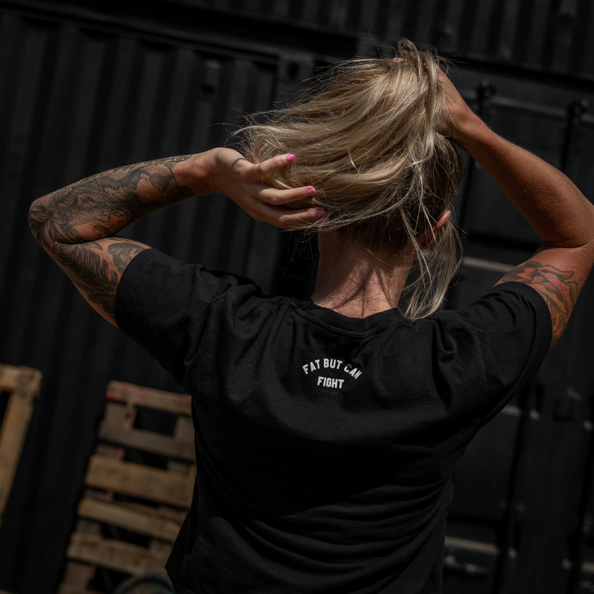 Fat But Can Fight Women's Crop Heavyweight Tee - Image 9