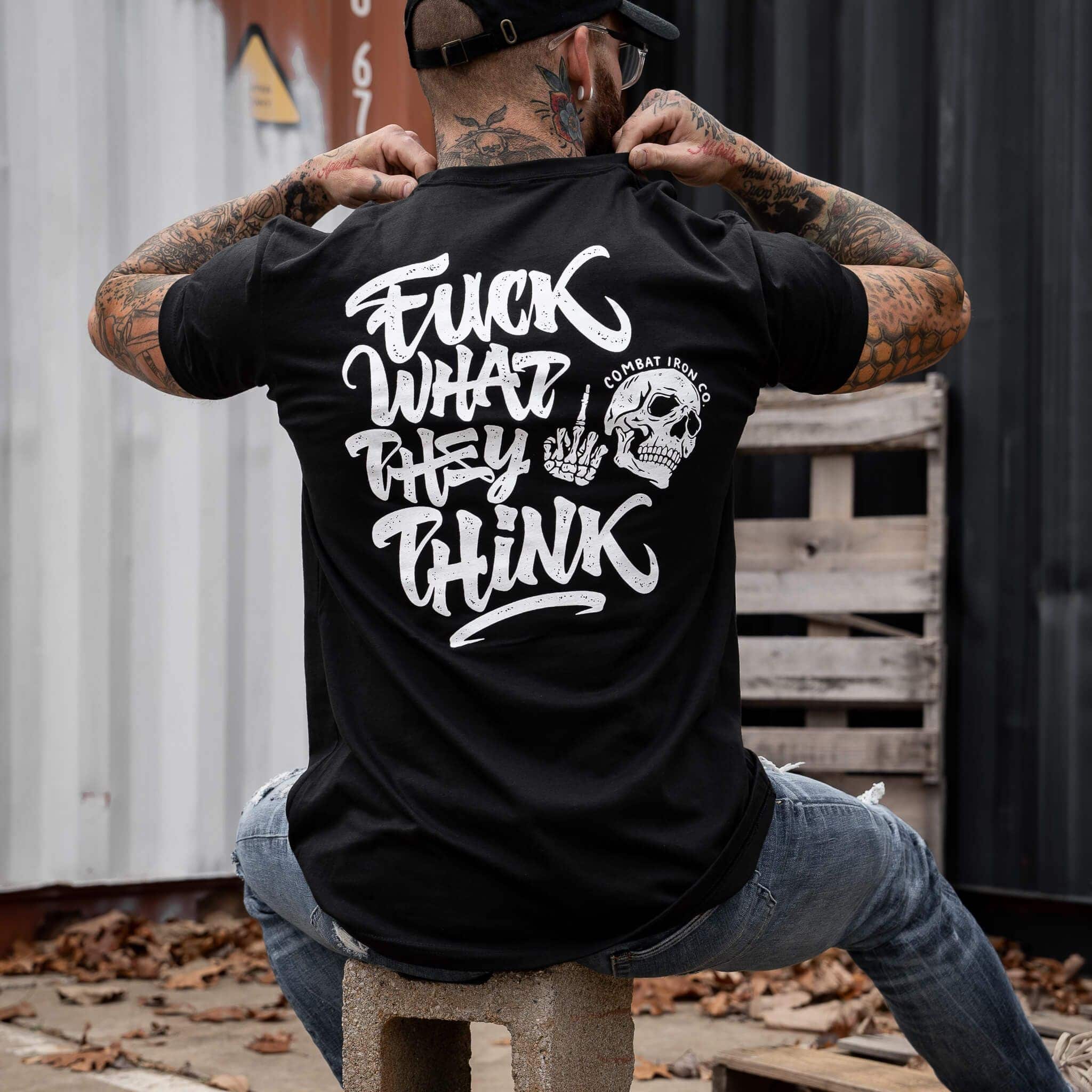 Fuck What They Think Skull Men's T-Shirt - Image 3