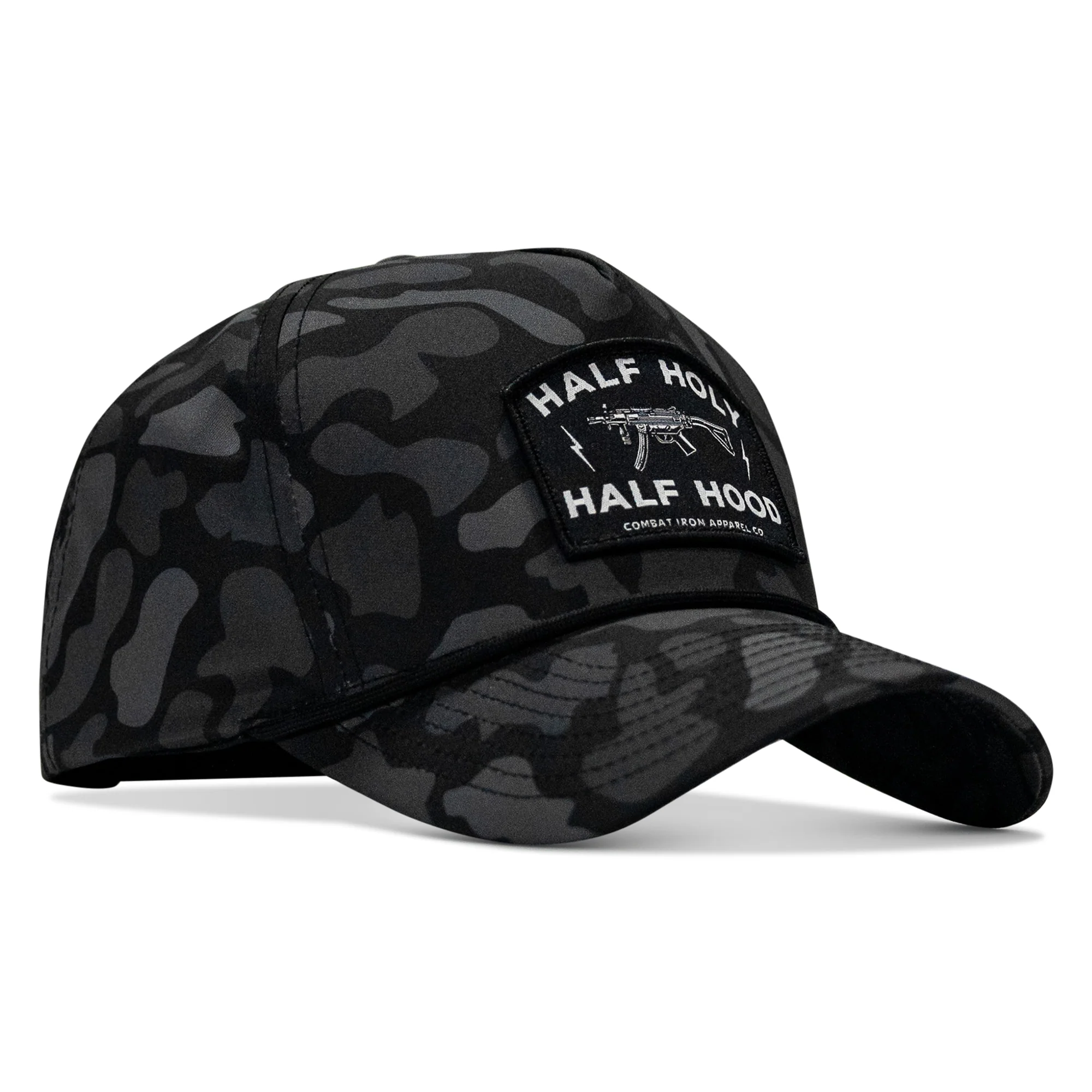Half Holy. Half Hood. 5 Pannel Rope Snapback Hat - Image 3