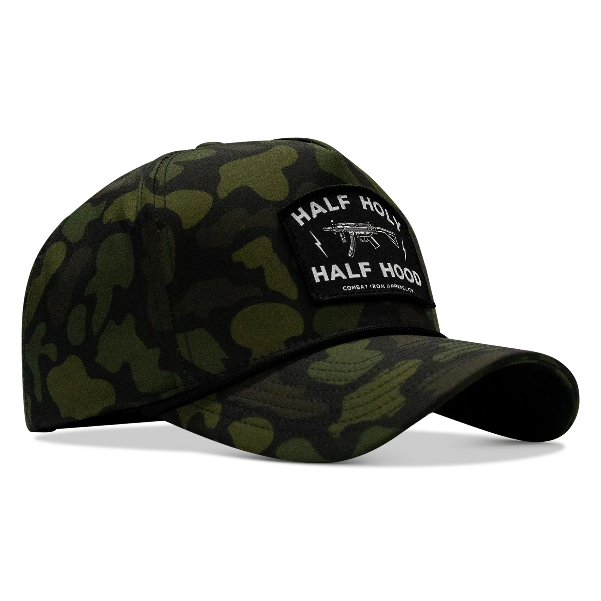 Half Holy. Half Hood. 5 Pannel Rope Snapback Hat - Image 8