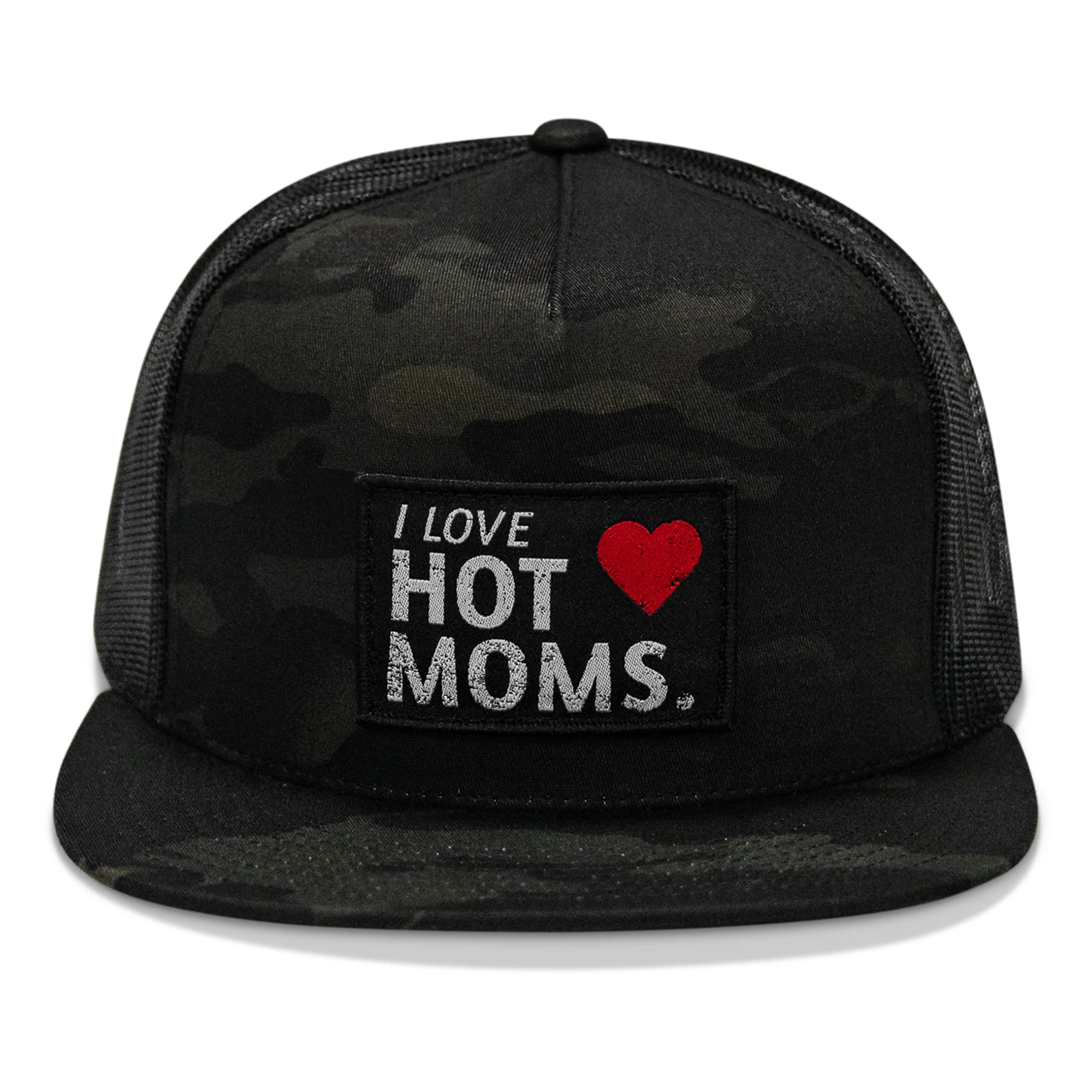 I Love Hot Moms Patch Flatbill Snapback Hat - Image 16