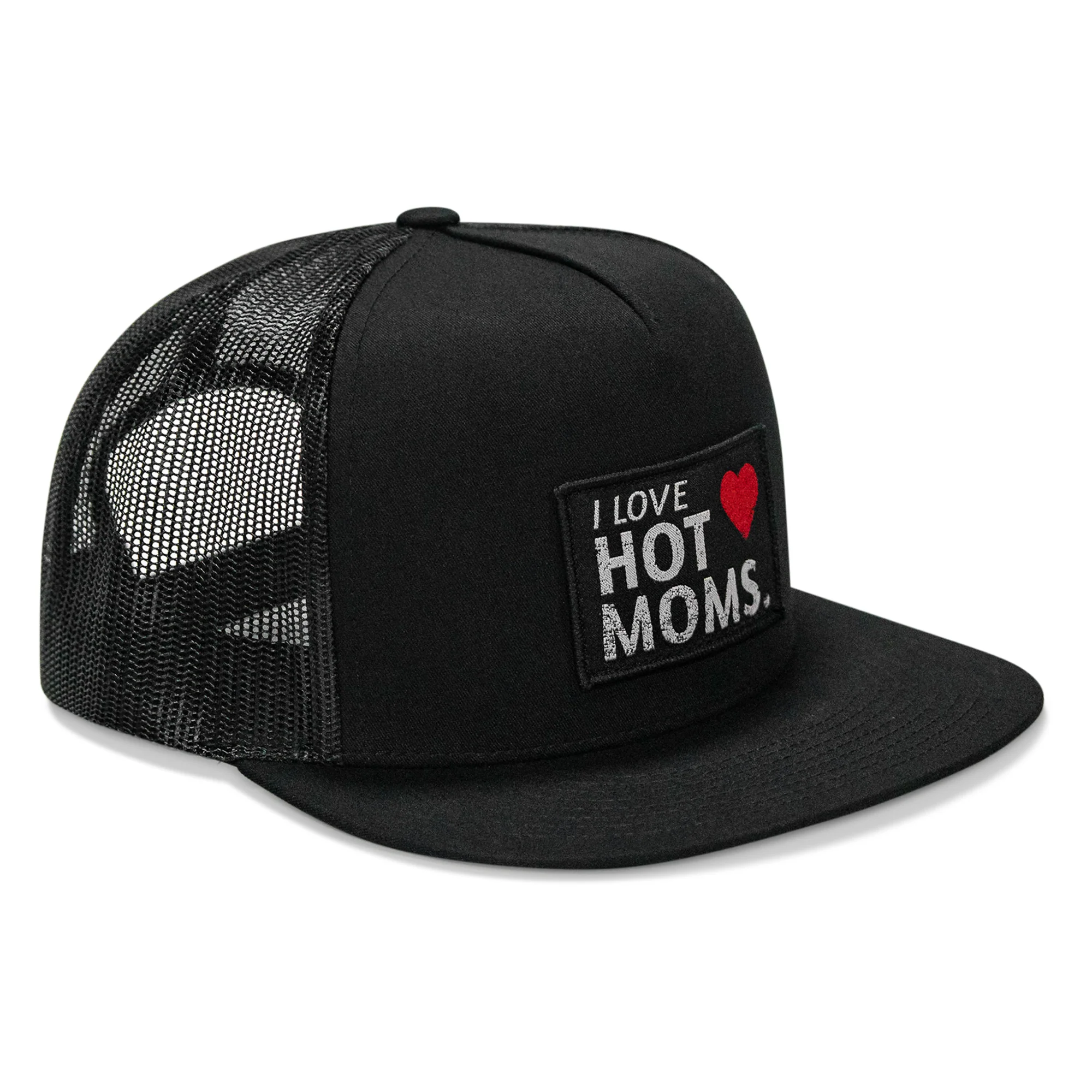 I Love Hot Moms Patch Flatbill Snapback Hat - Image 27