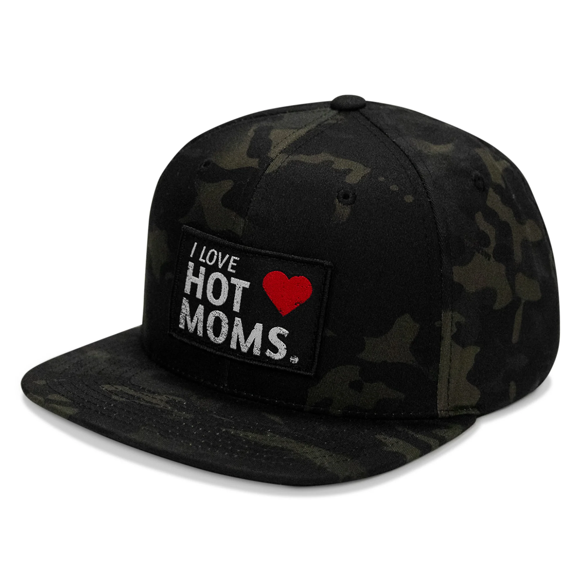I Love Hot Moms Patch Flatbill Snapback Hat - Image 7