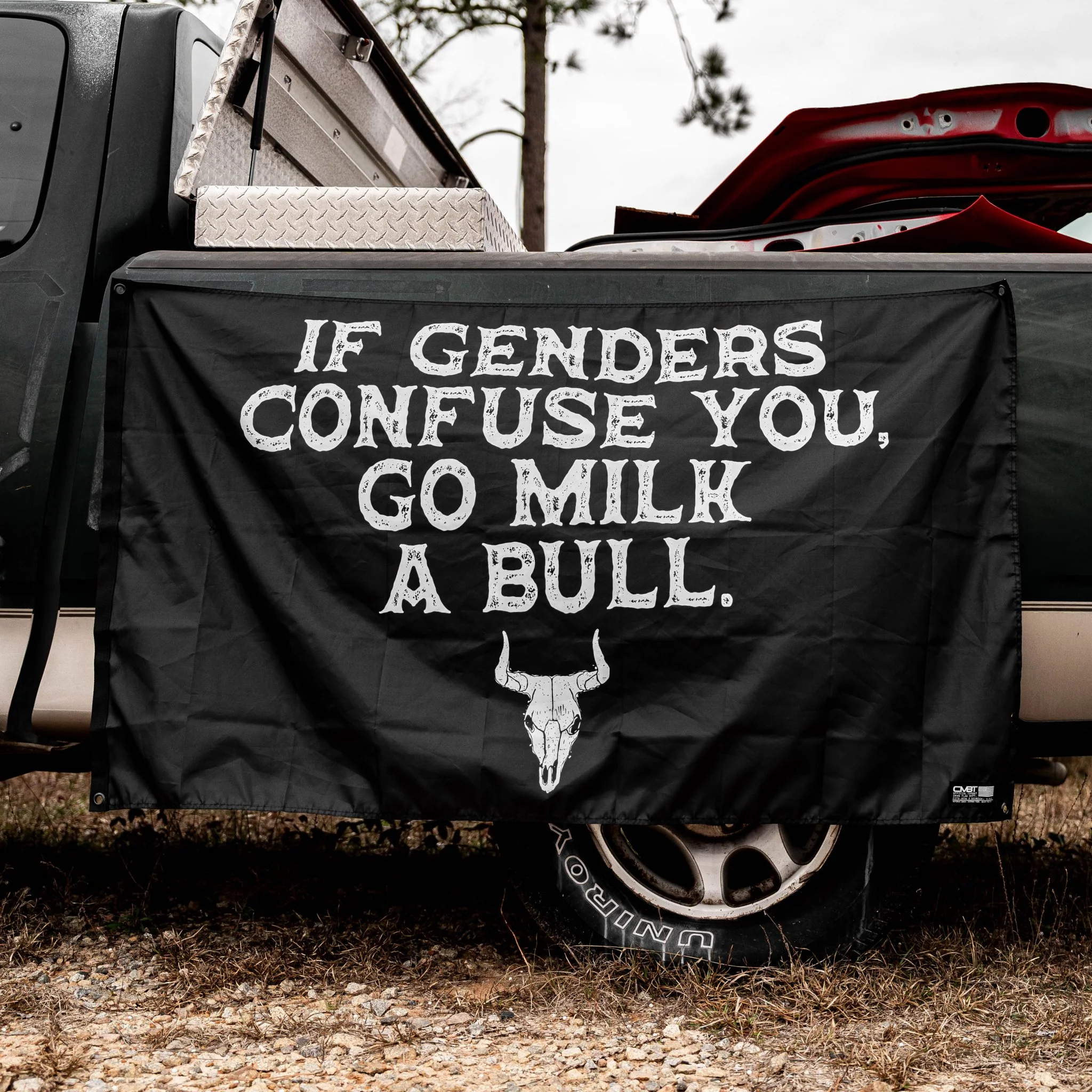 If Genders Confuse You, Go Milk A Bull 3'x5' Flag - Image 2