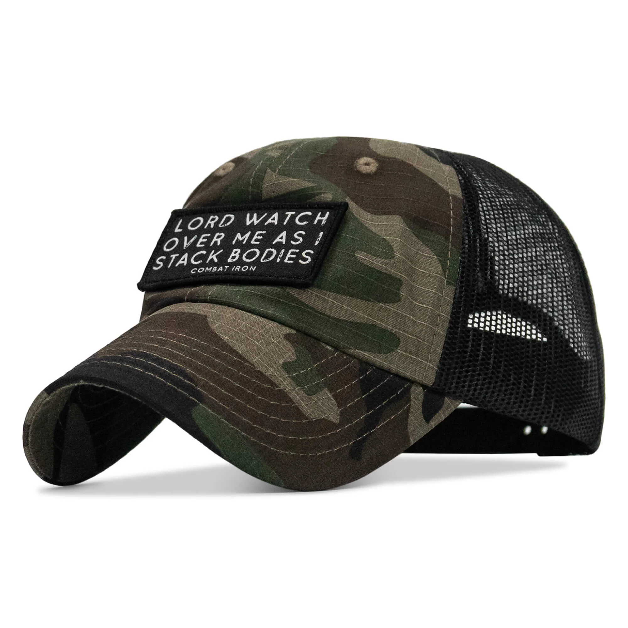 Lord Watch Over Me As I Stack Bodies Patch Tactical Ripstop Mesh Snapback Hat - Image 4