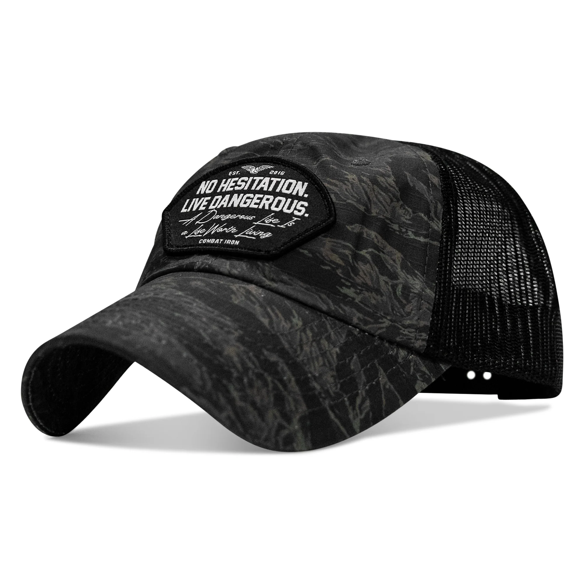 No Hesitation. Live Dangerous Patch Tactical Ripstop Mesh Snapback Hat - Image 54