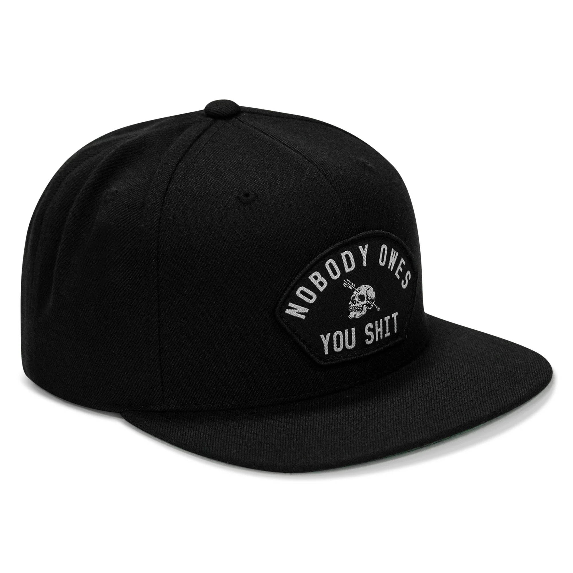 Nobody Owes You Shit Arched Patch Flatbill SnapBack Hat - Image 21
