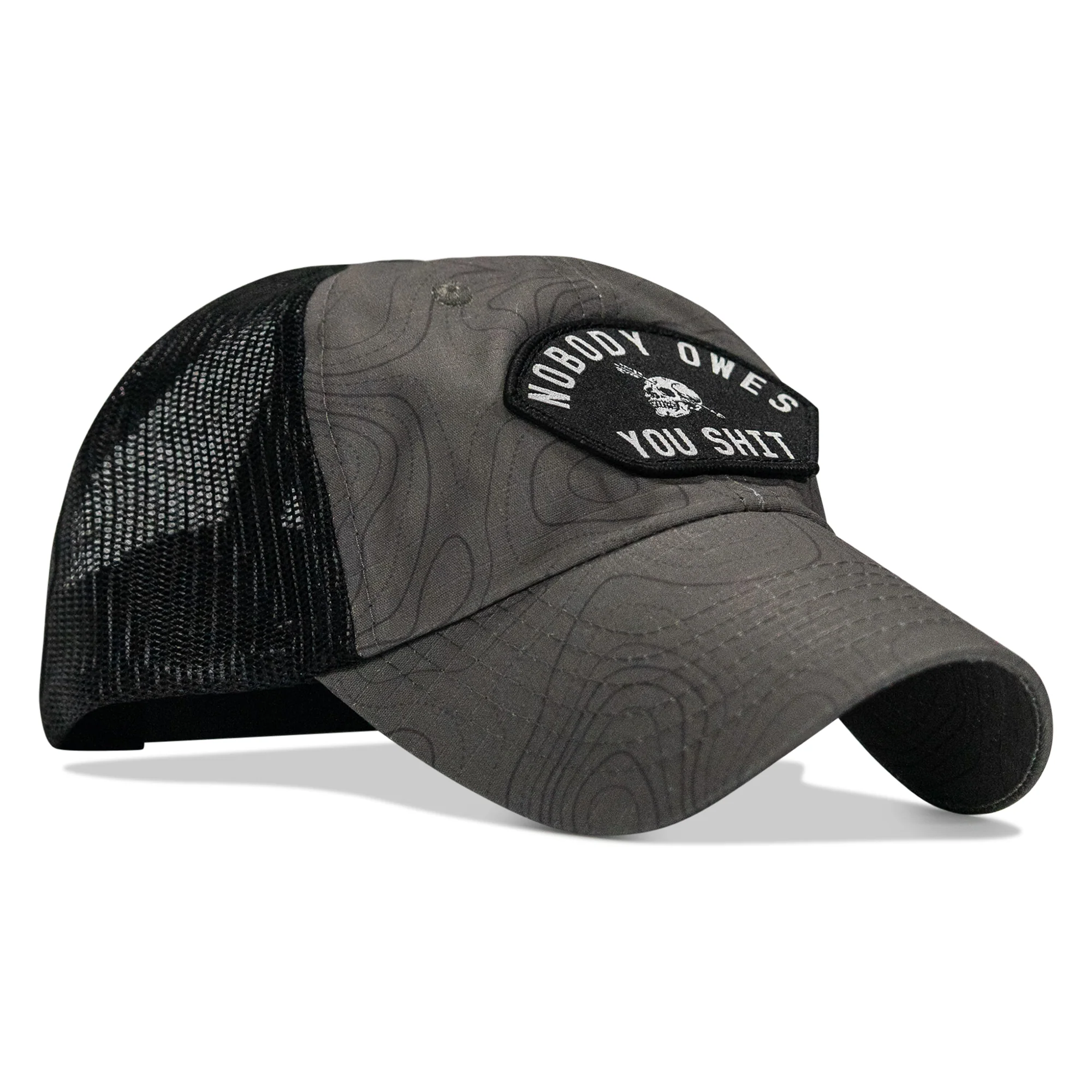Nobody Owes You Shit Arched Patch Tactical Ripstop Mesh Snapback Hat - Image 43