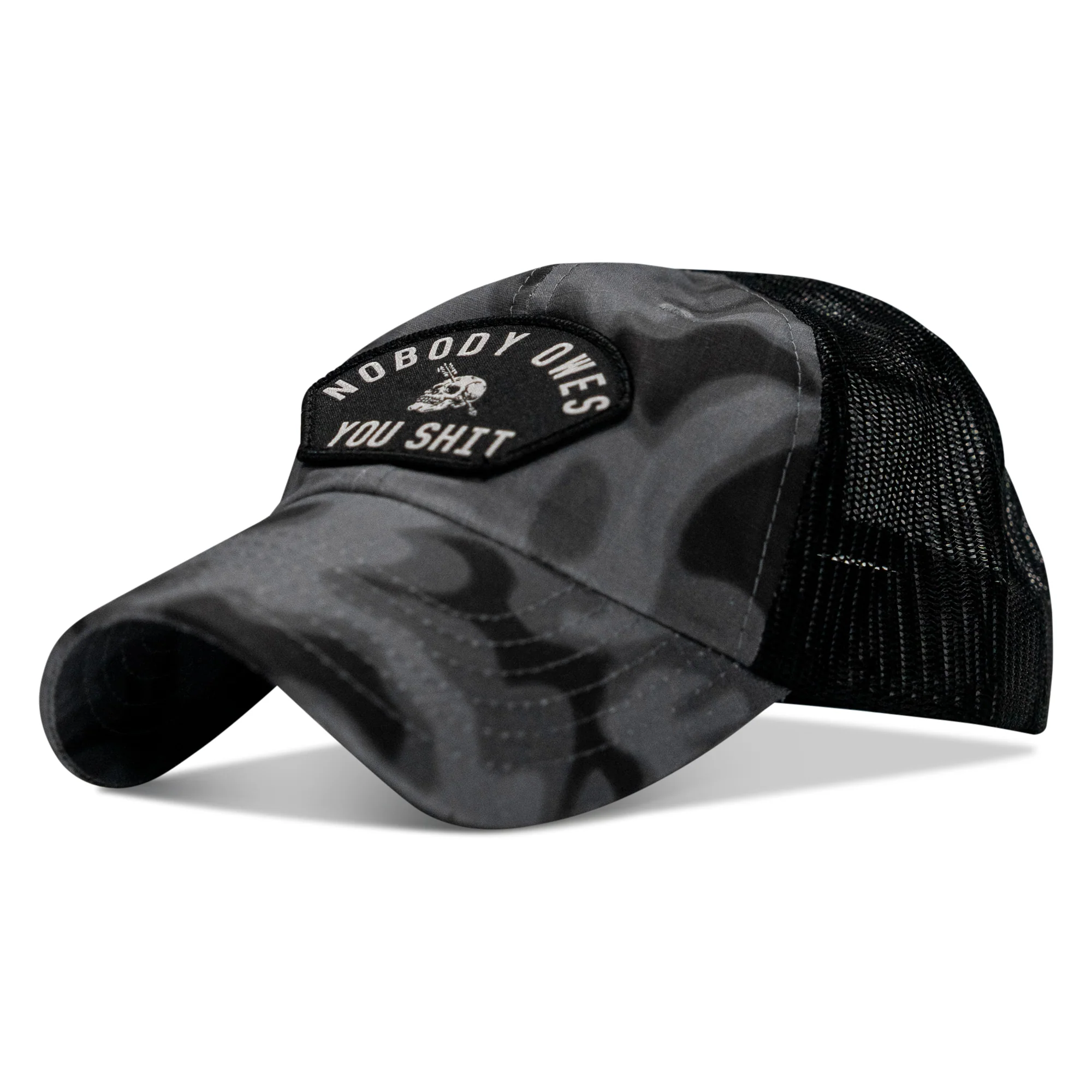 Nobody Owes You Shit Arched Patch Tactical Ripstop Mesh Snapback Hat - Image 64