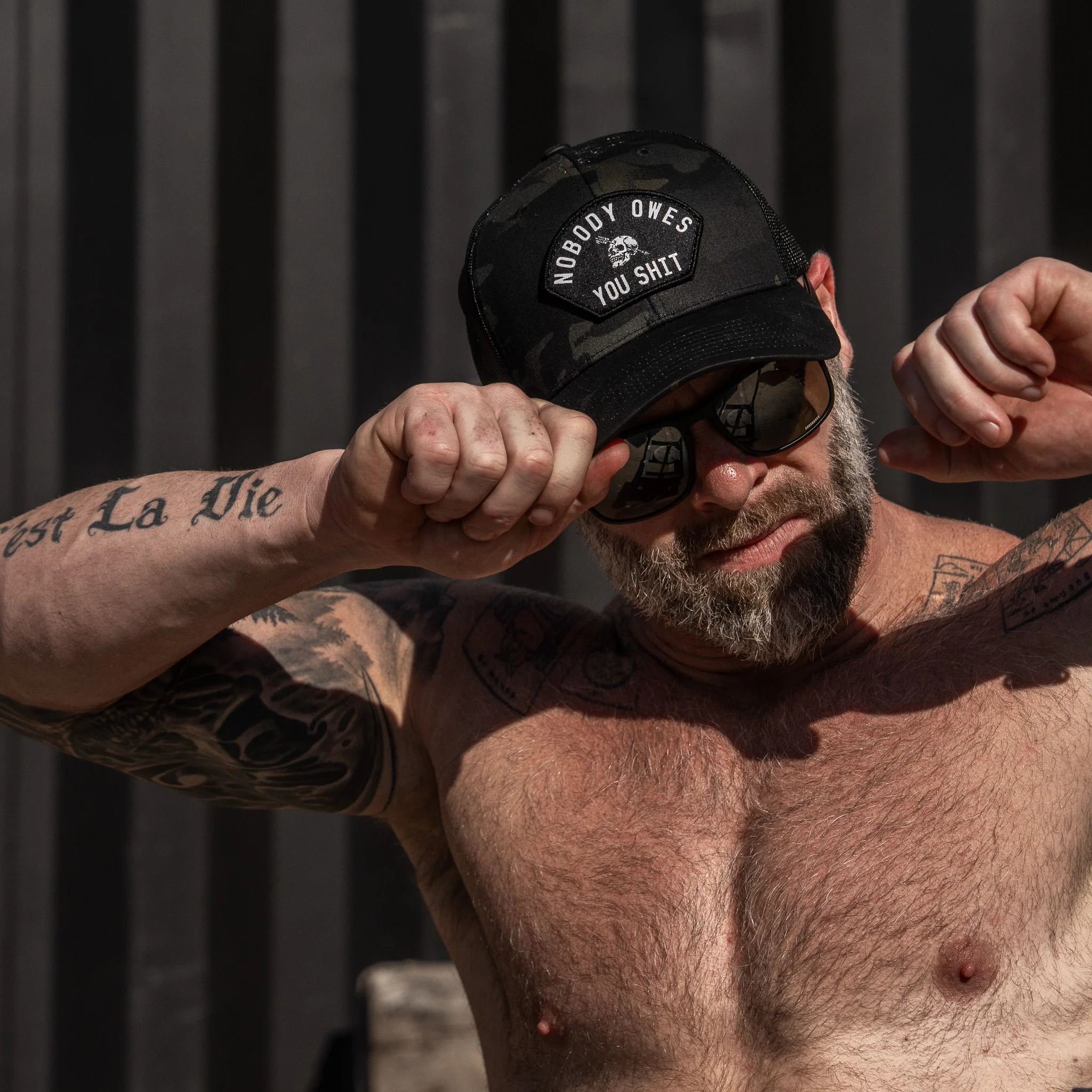 Nobody Owes You Shit Arched Skull Patch Snapback - Image 46