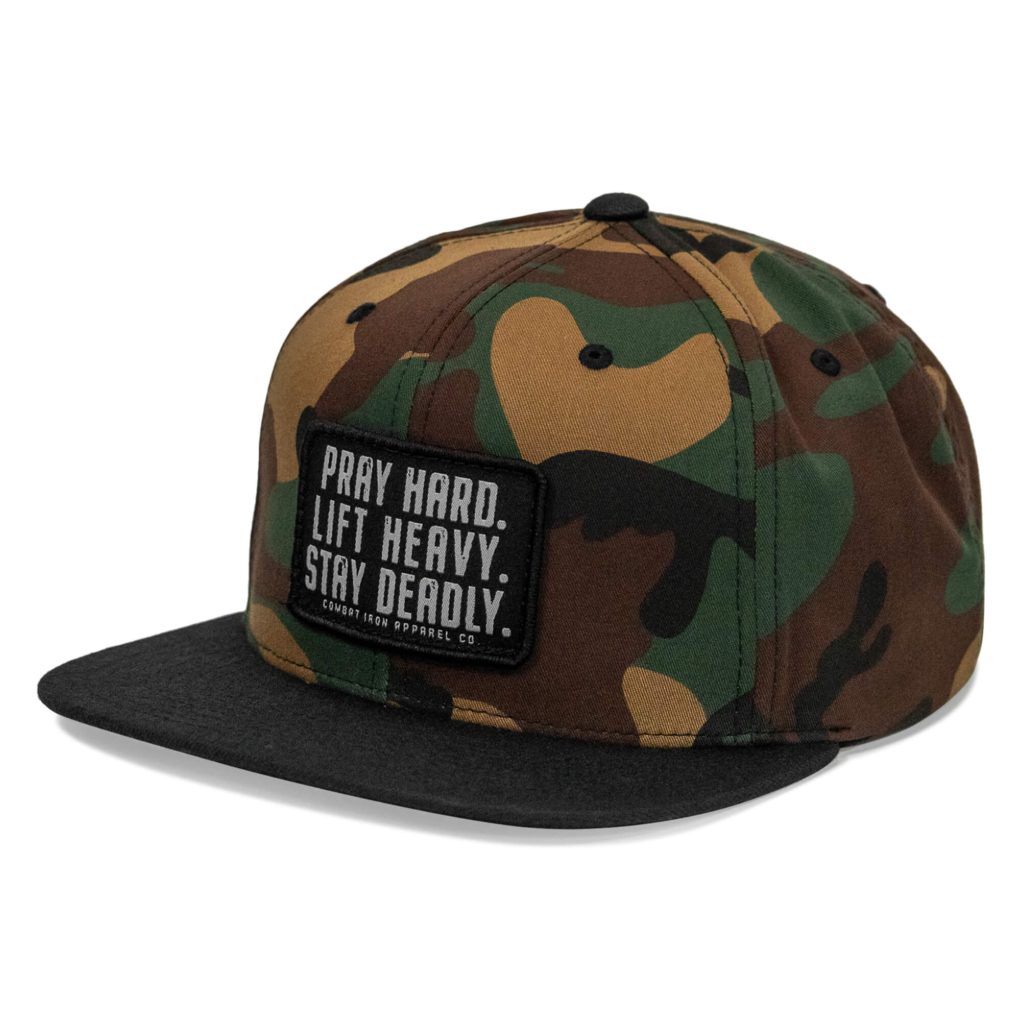Pray Hard. Lift Heavy. Stay Deadly. Flat Bill SnapBack Hat - Image 15