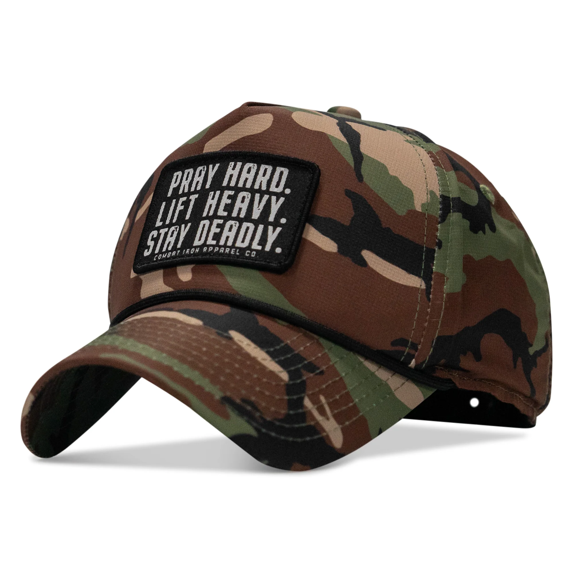 Pray Hard. Lift Heavy. Stay Deadly. Patch Waterproof Weekender Snapback - Image 3