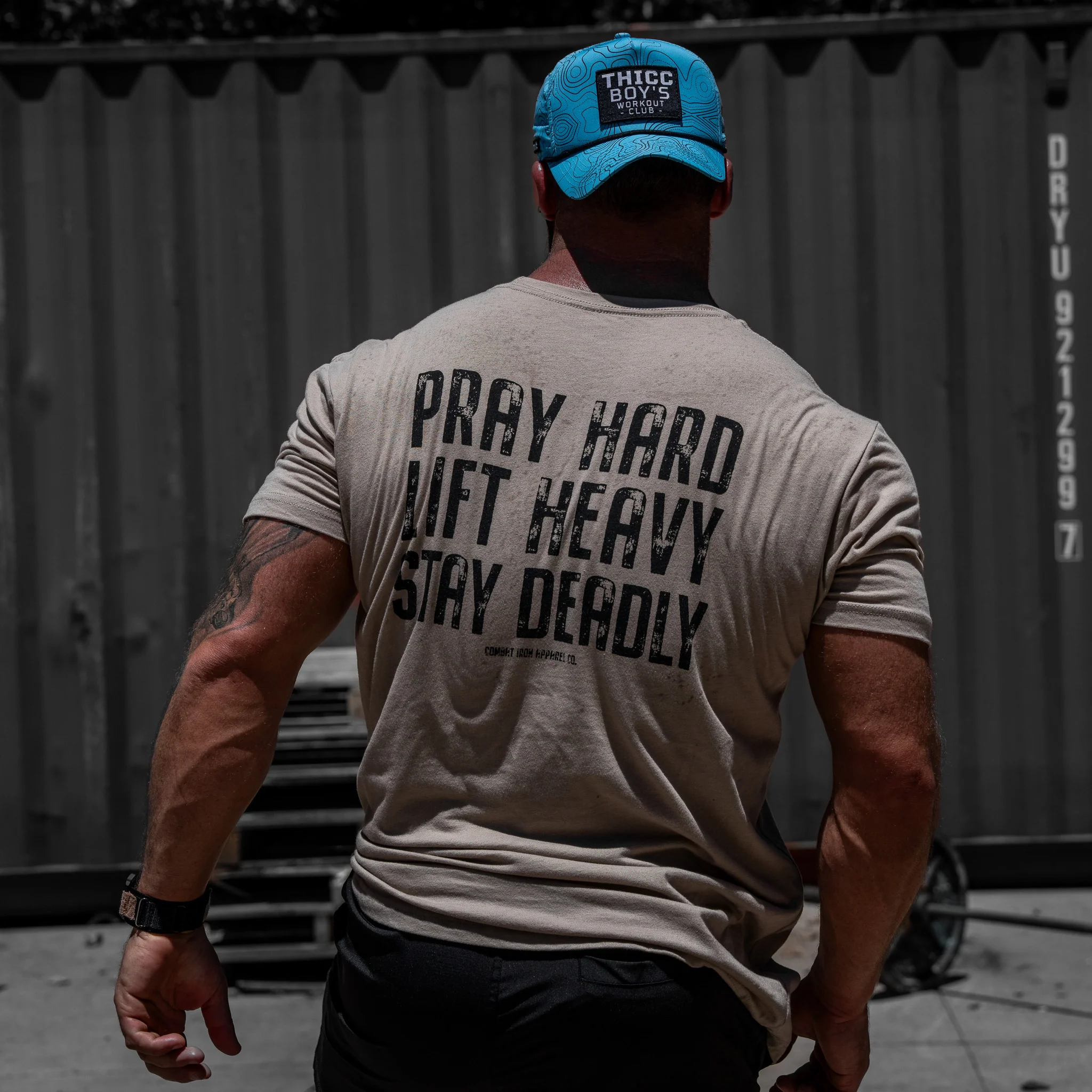 Pray Hard. Lift Heavy. Stay Deadly. V2 Men's T-Shirt - Image 11