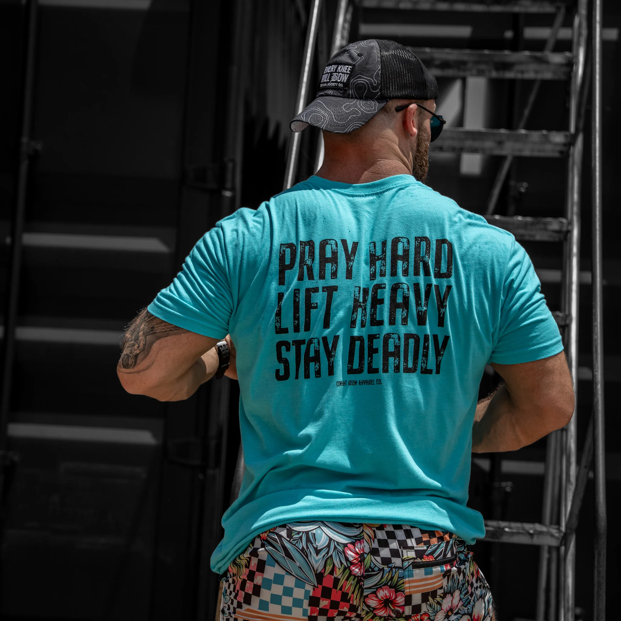 Pray Hard. Lift Heavy. Stay Deadly. V2 Men's T-Shirt - Image 18