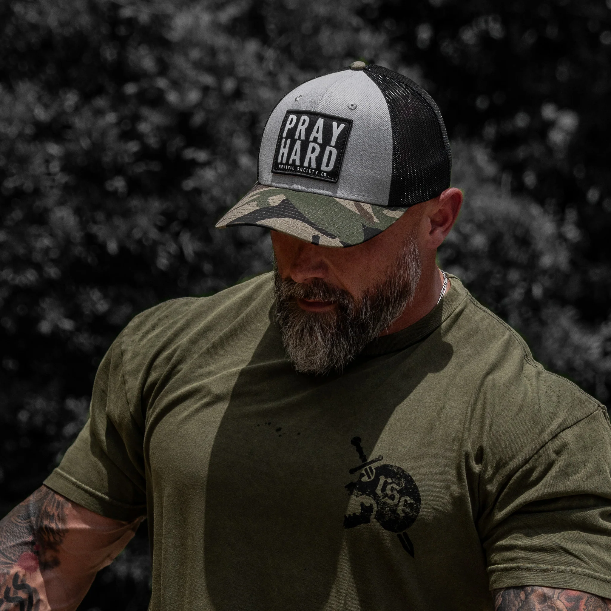 Pray Hard Patch Original Ripstop Snapback Hat - Image 5