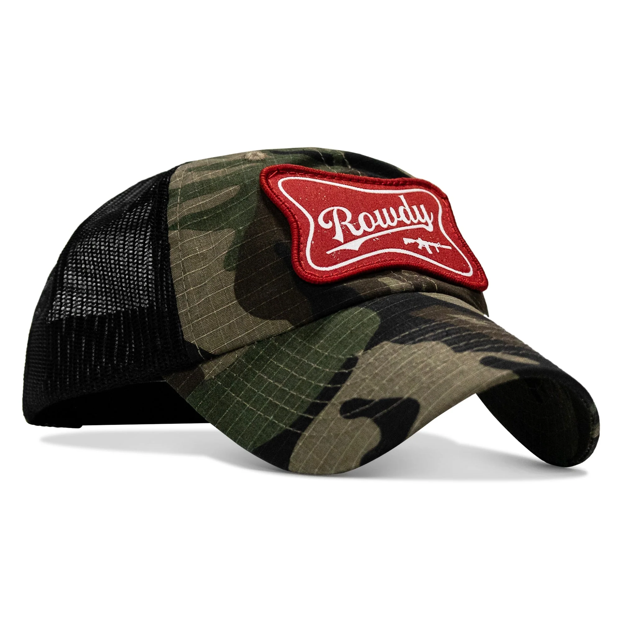Rowdy Beer Logo Patch Tactical Ripstop Mesh Snapback Hat - Image 8