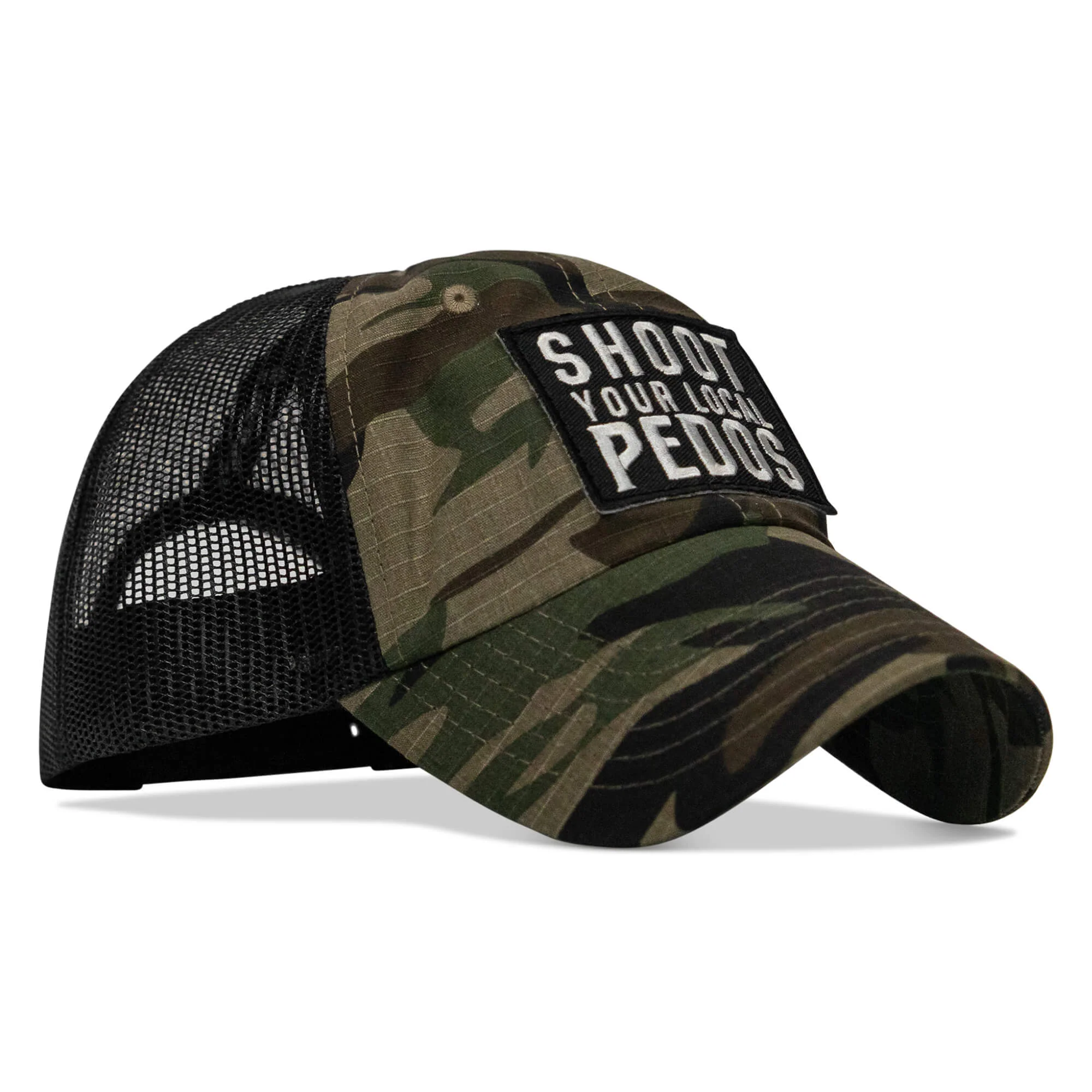 Shoot Your Local Pedos Patch Tactical Ripstop Mesh Snapback Hat - Image 2