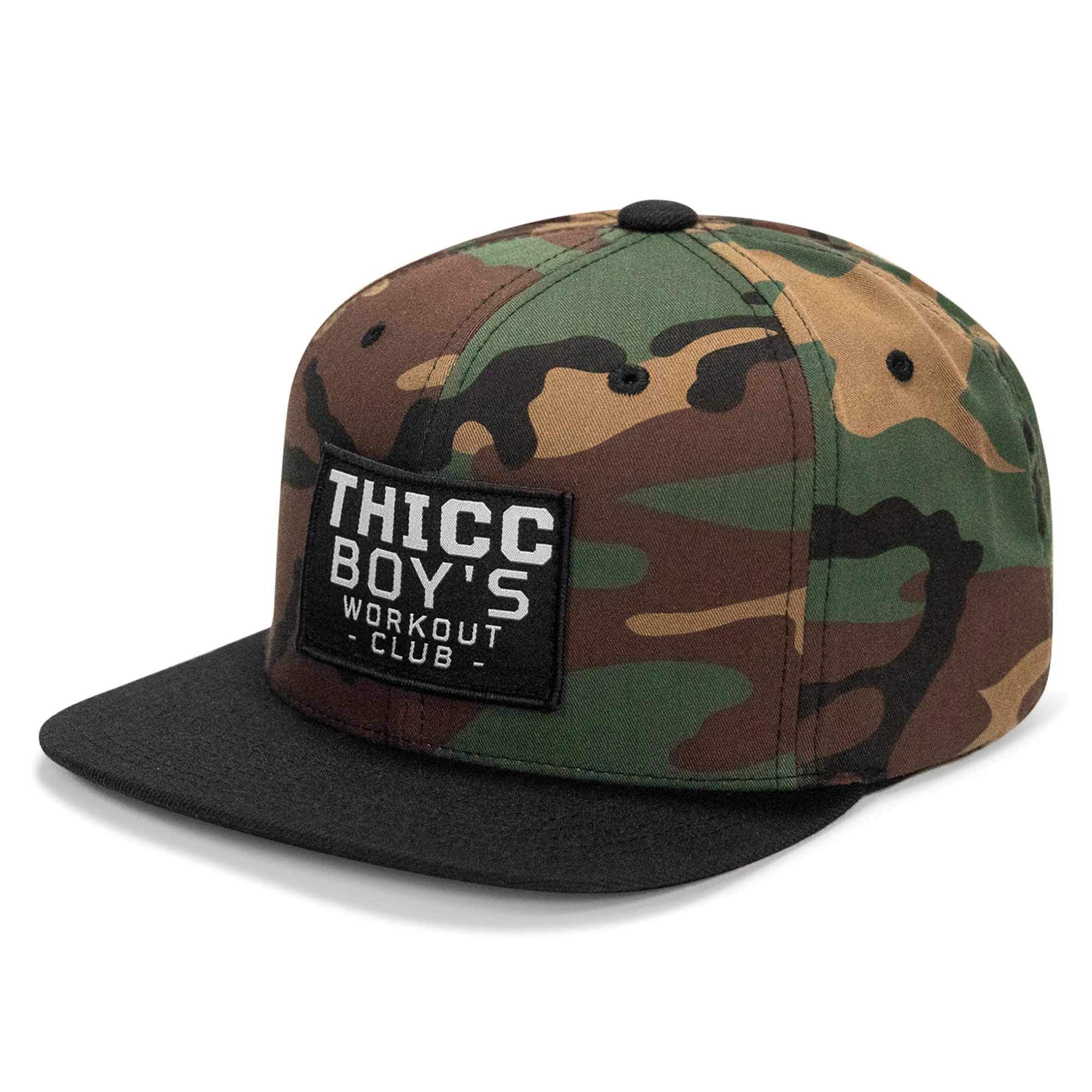 Thicc Boys Workout Club Patch Flatbill Snapback Hat - Image 7